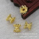 DIY jewelry pure copper 24k copper real gold color 5*6mm double-sided pattern bead jewelry accessories hairpin B2041