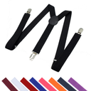 Solid Color Men's and Women's Adult Pants Strap Buckle Strap Clip 2.5cm Elastic Elastic Ribbon Fashion Suspenders