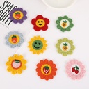 Korean version of flower smiley face embroidery cloth stickers clothing accessories shoes and hats accessories diy woven wool headdress Accessories