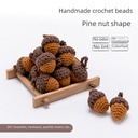 diy handmade crochet pine nut string ball log handmade crochet pine cones wool ball DIY jewelry accessories crochet beads