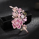Korean Heavy Industry Micro-inlaid Color Zirconium Corsage Elegant Flower Zircon Pin Dinner Dress Accessories Rose Brooch for Women
