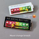 Mood Conversion Energy Brooch Personality Slidable Social Power Metal Badge Men's and Women's Expression Pin Jewelry