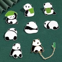 中国风熊猫胸针可爱动物包包徽章服装包包配饰竹子大熊猫链条领针