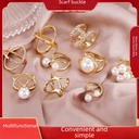 Gold scarf buckle dual-use high-end all-match girl pearl brooch accessories simple scarf buckle collar buckle