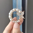 Korean style fashionable Diamond Pearl butterfly brooch artistic style elegant fashion corsage brooch Clothes Accessories