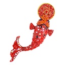 National Trendy Chinese Style High-end Light Luxury Colored Diamond Colored Koi Brooch Copper Money Corsage Pin Vintage Accessories Women's Pendant