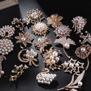 Lanhao Japanese and Korean fashion full Pearl Swan rhinestone flower brooch corsage female accessories