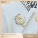 Moonbound Moon Cat Brooch High-end Women's Fine Rhinestone Corsage High-end Clothing Accessories Collar Anti-slip Buckle