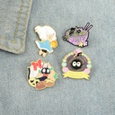 Cartoon creative Japanese cartoon character little girl black cat shape brooch ramen black ball all-Match Badge