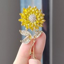 Crystal Wheat Ear Brooch Advanced Sense Diamond Sunflower Pin Chanel Style Clothing Corsage Women's Chest