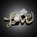 LOVE letter brooch Diamond Pearl flower pin anti-light corsage chest jewelry factory outlet