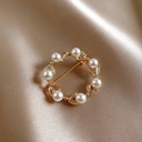 South Korea Dongdaemun pearl brooch leaves geometric ring corsage fashion temperament online celebrity style personalized clothes accessories