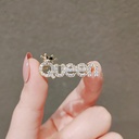 Anti-slip Brooch Letter QUEEN Brooch Women's Trendy Personalized Pin Collar Pin Anti-slip Buckle Joker Accessories