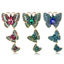 Net red alloy diamond three butterfly long brooch women's cute pin fashion fashion corsage Accessories