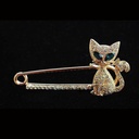 Korean-style alloy jewelry cute animal green eye Kitten Diamond summer anti-light cat brooch