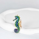 Vintage Glazed Color Seahorse Imitation Enamel Brooch Painted Oil Dropping Animal Pin Women's Fashion Jacket Anti-Light Corsage