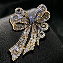 Hot-selling Creative Rhinestone Brooch Alloy Electroplating Vintage Bow Women's Corsage High-end Accessories Pin