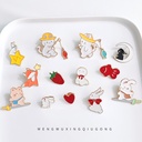 Cartoon Star Picking Animal Brooch Japanese Style Cute Little Fox Corsage Cat Button Pin Clothing Accessories Rabbit Pen Bag Button