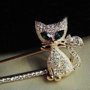 F002 Japanese and Korean Boutique Jewelry Cute Green Eyed Kitten Diamond Brooch Men's and Women's Pest Cat Pin