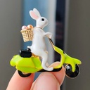 Diamond-encrusted cute dripping oil cycling rabbit brooch fashion cartoon Zodiac pin animal accessories year product