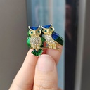 Japanese and Korean fashion elegant personality creative cartoon cute double owl brooch pin accessories