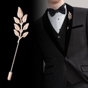 Korean Simple One-word Pin Wheat Ear Brooch Men's Branch-shaped Long Needle Accessories Clothes Collar Decoration