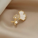 Pearl Ginkgo Leaf Brooch High-grade Women's Fine High-grade Design Suit Sweater Corsage Pin with Trinkets