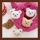 Japanese Cute Cartoon Bear Head Brooch Soft Girl Childish Badge Three-dimensional Doll Plush Pin Clothes Bag