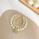 Vintage Pearl Wheat Ear Brooch Women's High-end Silk Towel Buckle Anti-glare All-match Atmospheric Pin Corsage Clothing Accessories