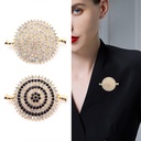 Fashion Shield Brooch British Retro Suit Jewelry Matching Pins Full Diamond Disc Gold and Silver Two-color Brooch