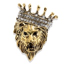 Personality Retro Brooch Aggressive Lion Head Diamond Pin Men and Women Western Decoration Medal Accessories