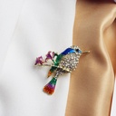跨境红玫瑰喜鹊珐琅合金胸针设计款水晶小鸟胸花外套装饰别针批发