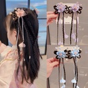 Children's Flower Headwear Antique Bow Hairpin Girls' Tassel Hairpin Little Girls' Hanfu Hair Accessories Baby Accessories