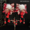 Red festive Chinese wind children hair ball hair clip Year Princess wind girl Hanfu wig braided tassel