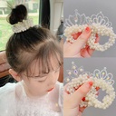 Children's Crown Headwear Princess Balls Hair Loop Hair Rope Girls' Korean Style Internet Celebrity Pearl Ponytail Hair Flower