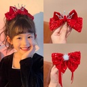 Crown Princess Children's Hairpin Sequin Bow Children's Girls' Clip Three-dimensional Hairpin Red Hair Accessories Headwear