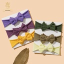 spring children's hair accessories baby solid color nylon double-layer bow elastic multi-color hair band