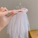 Children's Princess Yarn Little Girl's Three-Dimensional Bright Diamond Crown Hairpin Baby's Top Clip Birthday Photo Yarn Yarn Accessories