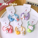 2 Cute Cartoon Color Bunny Love Trumpet High Elastic Hair Loop Children's Pony Tail Hair Rope Girl Heart Hair Accessories