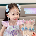 Baby cute Mermaid Princess Pearl tassel bow forehead chain hairpin children hair accessories girl hairpin