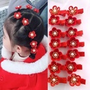 10 piece set red baby hair band hair rope baby flower rubber band hairpin does not hurt handmade children's hair accessories hairpin