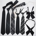 JK tie Black gray plaid striped girl bow boys hand-tied style knot-free short couple accessories