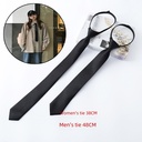In stock 5CM Black spinning narrow Korean style men's tie women's ins college style zipper knot-free tie small