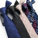 Factory spot direct supply polyester jacquard fashion plaid tie formal tie