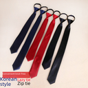 Male and female students easy to pull convenient tie knot free Korean narrow 5cm student uniform zipper tie