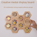 hot-selling wooden honeycomb combination medal display rack hexagonal wooden medal rack children's entrance DIY