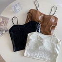 Style PU Leather Camisole Sexy Beautiful Back Wrapped Chest Camisole Underwear Pure Want All-match Stacked Short Vest