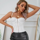 ins Women's Dress Fish Bone Steel Ring Wrap Chest Breasted Backless Vest Style Sexy Solid Color Lace Sling