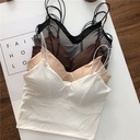 Summer Thin Belt Solid Color Ice Silk Non-marking Sling Beautiful Back Underwear Women's Anti-running Light Belt Chest Pad Vest Outer Wear Ins