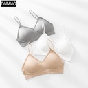 Summer Naked Ammonia Cotton Seamless Back Wrapped Chest V-Neck Ribbed Thin Shoulder Tube Top Sports Underwear Women's Bra Sling